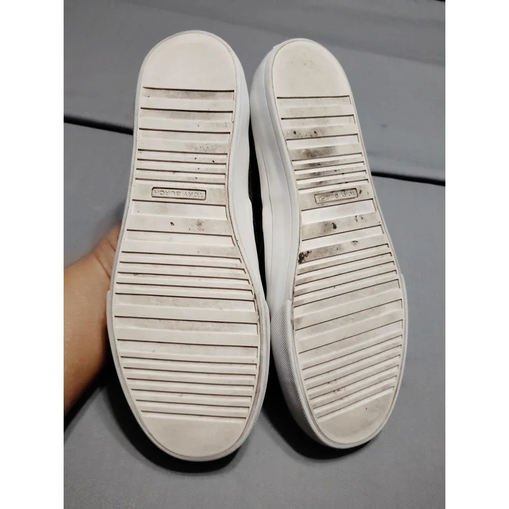 EUC Tory Burch Floyd Snakeskin Embossed Women 8 Blue Slip On Boho Sneakers Shoes